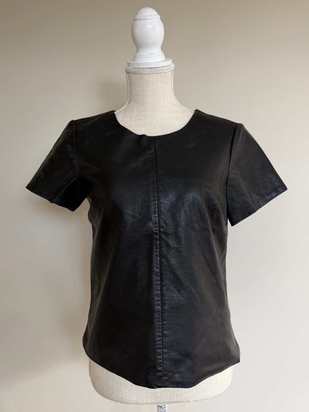 Express Black Faux Leather Short-Sleeve Tee